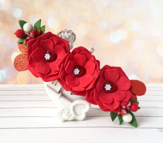 red flower headband baby