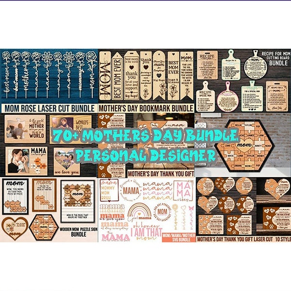 Mothers Day Bundle Laser cut files, 70+ Mothers Day Designs included versions, Gift for Mom,Mothers Day Gifts svg,Glowforge Instant Download