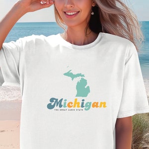 Michailanderen Shirt, RetroMichigan Shirt, Michigan Karte Shirt, Michigan T-Shirt, Gibeon Geschenk, Gibson Retro T-Shirt
