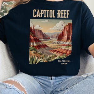 Capitol Reef National Park T-Shirt, Unisex Tee, Paper Collage Art, Deco-Inspired Design, Utah Vacation Shirt, Outdoor Lover Gift, Hiker Tee