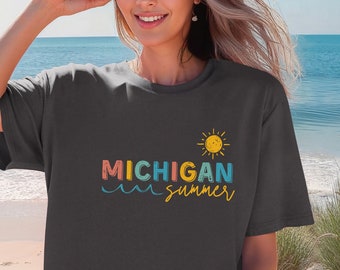 Michigan Summer T Shirt, Michigan Summer Shirt, Michigan Summer Tee, Michigan Vacation Shirt, Michigan Beach Shirt, Michigan Comfort Colors