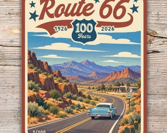 Route 66 Centennial Sticker, Arizona Desert Scene, Limited Edition /100 Laminated Decal