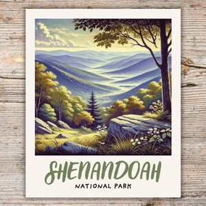 Shenandoah National Park Polaroid Style Design, Retro National Park Vinyl Decal, Waterproof for Water Bottles, Laptops, Virginia Sticker