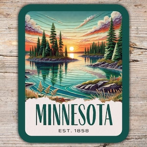 Minnesota State Collage Look Sticker, Voyageurs Sticker, Laptop Sticker, Cooler Sticker, Vinyl Water Bottle Sticker, Minnesota Gift