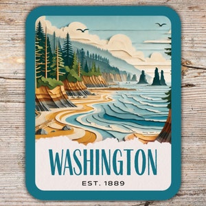 Washington Sticker Collage Deco Art, Pacific Coast Sticker, Laptop Sticker, Vinyl Water Bottle Sticker, Washington Gift, State Sticker