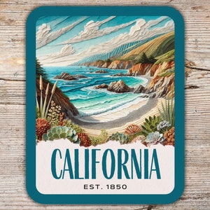 California State Collage Look Sticker, Big Sur Sticker, Laptop Sticker, Cooler Sticker, Vinyl Water Bottle Sticker, California Gift