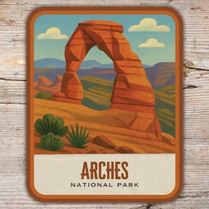 Arches National Park Retro Illustration National Park Sticker, Laptop Decal, Cooler Sticker, Water Bottle Sticker, Utah Sticker