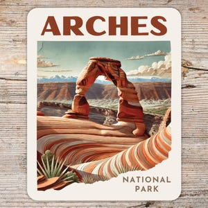 Arches National Park Art Deco Paper Collage Sticker, Laptop Sticker, Cooler Sticker, Trendy Utah Sticker, Arches Gift