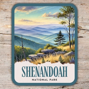 Shenandoah National Park Retro Watercolor Sticker, Laptop Sticker, Water Bottle Sticker, Virginia Sticker, Shenandoah Gift