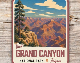 Grand Canyon National Park Sticker, Vintage Mid Century Arizona Decal, Retro Hiking Camping Gift
