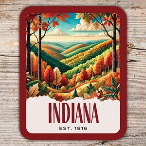 Indiana Sticker Collage Deco Art, Brown County Sticker, Cooler Sticker, Laptop Sticker, Water Bottle, Indiana Gift, State Sticker