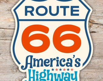 Route 66 Sticker | America's Highway Decal | Historic Road Sign Travel Gift | Vintage Americana Vinyl