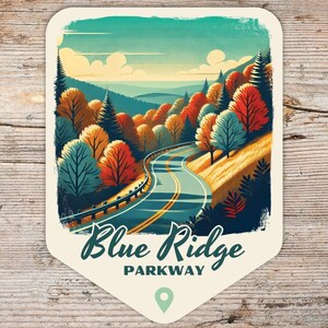 Blue Ridge Parkway Retro Grunge Sticker, Laptop Sticker, Cooler Sticker, Water Bottle Sticker, Virginia Souvenir, Virginia Gift