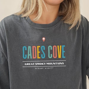 Cades Cove Latitude Longitude Comfort Colors T Shirt, Great Smoky Mountains Tee Shirt, Cades Cove Tennessee Tee, Cades Cove Gift