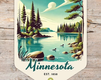 Minnesota Retro Grunge Sticker, Laptop Sticker, Cooler Sticker, Water Bottle Sticker, Minnesota Souvenir, Minnesota Gift, State Sticker