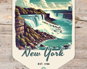 New York Niagara Falls Retro Grunge Sticker, Laptop Sticker, Cooler Sticker, Water Bottle Sticker, Niagara Falls Souvenir, New York Gift