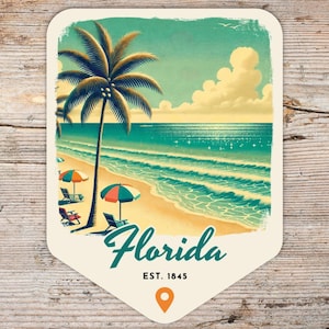 Florida Retro Grunge Sticker, Laptop Sticker, Cooler Sticker, Water Bottle Sticker, Florida Souvenir, Florida Gift, State Sticker