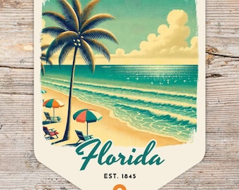 Florida Retro Grunge Sticker, Laptop Sticker, Cooler Sticker, Water Bottle Sticker, Florida Souvenir, Florida Gift, State Sticker
