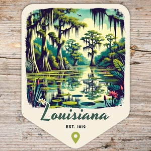 Louisiana Retro Vinyl Sticker, Laptop Sticker, Cooler Sticker, Water Bottle Sticker, Louisiana Souvenir, Louisiana Gift, State Sticker