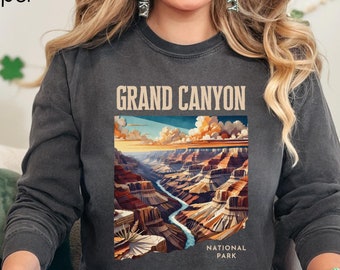 Grand Canyon National Park Comfort Colors Long Sleeve T-Shirt Paper Collage Design, Grand Canyon Gift, Arizona Tee, Grand Canyon Fan
