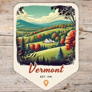 Vermont Retro Grunge Sticker, Laptop Sticker, Cooler Sticker, Water Bottle Sticker, Vermont Souvenir, Vermont Gift, State Sticker