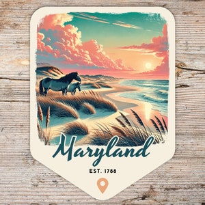 Maryland Retro Grunge Sticker, Laptop Sticker, Cooler Sticker, Water Bottle Sticker, Maryland Souvenir, Maryland Gift, State Sticker