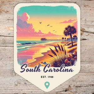 South Carolina Retro Grunge Sticker, Laptop Sticker, Cooler Sticker, Water Bottle Sticker, South Carolina Gift, State Sticker