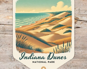 Indiana Dunes National Park Retro grunge sticker, laptopsticker, koeler sticker, sticker waterfles, Indiana sticker