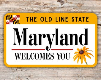 Sticker panneau de bienvenue Maryland : sticker vinyle laminé