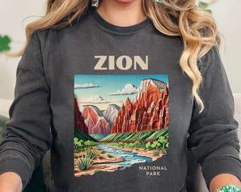 Zion National Park T-shirt met lange mouwen: Comfort Colors Paper Collage T-shirt