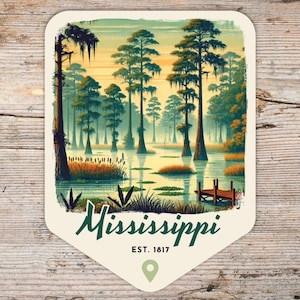 State of Mississippi Retro Grunge Sticker, Laptop Sticker, Cooler Sticker, Water Bottle Sticker, Bayou Sticker, Mississippi Gift