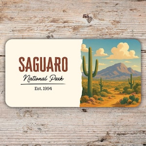 Saguaro National Park Sticker, Modern Flat Poster Style Design National Park Vinyl Decal for Water Bottles, Laptops Arizona Gift