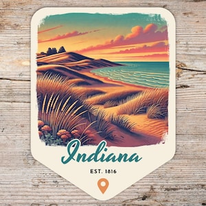 Indiana Retro Grunge Sticker, Laptop Sticker, Cooler Sticker, Water Bottle Sticker, Indiana Souvenir, Indiana Gift, State Sticker