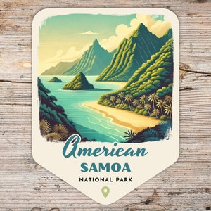 American Samoa National Park Retro Grunge Sticker, Laptop Sticker, Cooler Sticker, Water Bottle Sticker, National Park Gift