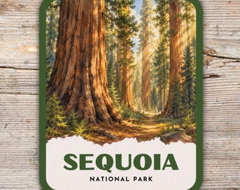 Sequoia National Park Retro Watercolor Sticker, Laptop Sticker, Water Bottle Sticker, California Sticker, Sequoia Gift