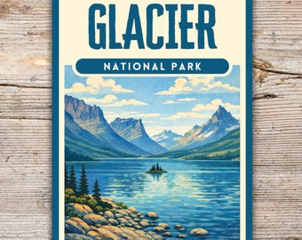 Pegatina del Parque Nacional Glaciar / Estilo serigrafiado vintage / Vinilo impermeable