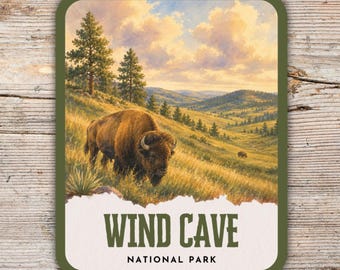 Wind Cave National Park Retro Watercolor Sticker, Laptop Sticker, Water Bottle Sticker, South Dakota Sticker, Wind Cave Gift