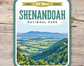 Shenandoah National Park Centennial Sticker, Limited Edition 100th Anniversary Decal, Individually Numbered