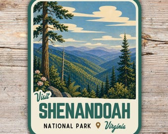 Shenandoah National Park Sticker, Vintage Mid Century Virginia Decal, Retro Hiking Camping Gift