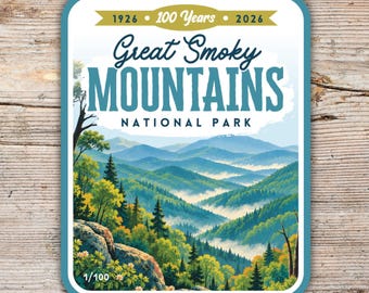 Great Smoky Mountains National Park Centennial Sticker, Limited Edition 100th Anniversary Decal, Individually Numbered