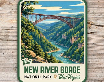 New River Gorge Sticker – West Virginia Bridge Mid Century Modern Decal