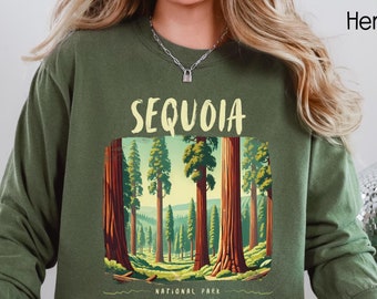 Camiseta de manga larga Comfort Colors del Parque Nacional Sequoia, camiseta unisex de California, estilo grunge retro, regalo del Parque Nacional