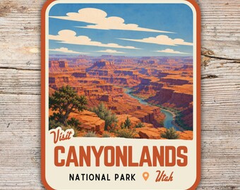 Canyonlands National Park Sticker, Vintage Mid Century Utah Decal, Retro Hiking Camping Gift