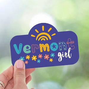 Vermont Girl Retro Groovy Sticker, Vermont Fan Sticker, Vermont Gift, Laptop Sticker, Vermont Stickers, Water Bottle Sticker