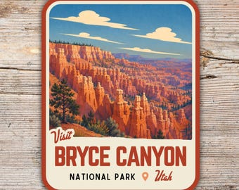 Bryce Canyon National Park Sticker, Vintage Mid Century Utah Decal, Retro Hiking Camping Gift