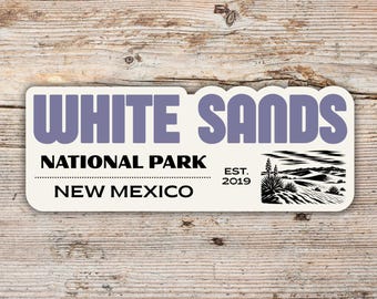 White Sands National Park Sticker, Retro Block Lettering Waterproof Vinyl Decal