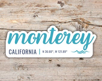 Adesivo Monterey California: decalcomania in vinile con scritta Modern Script Wave
