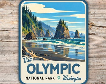 Olympic National Park Sticker – Washington Coast Mid Century Modern Decal