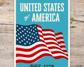 Vintage Looking USA Sticker – United States of America Flag Decal, Est. 1776