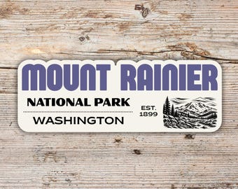 Mount Rainier National Park Sticker, Retro Block Lettering Waterproof Vinyl Decal